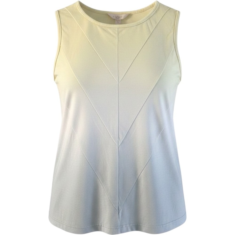 FUDA Women Yellow Blue Ombre Chevron‎ Seam Sleeveless Tank Top Size S